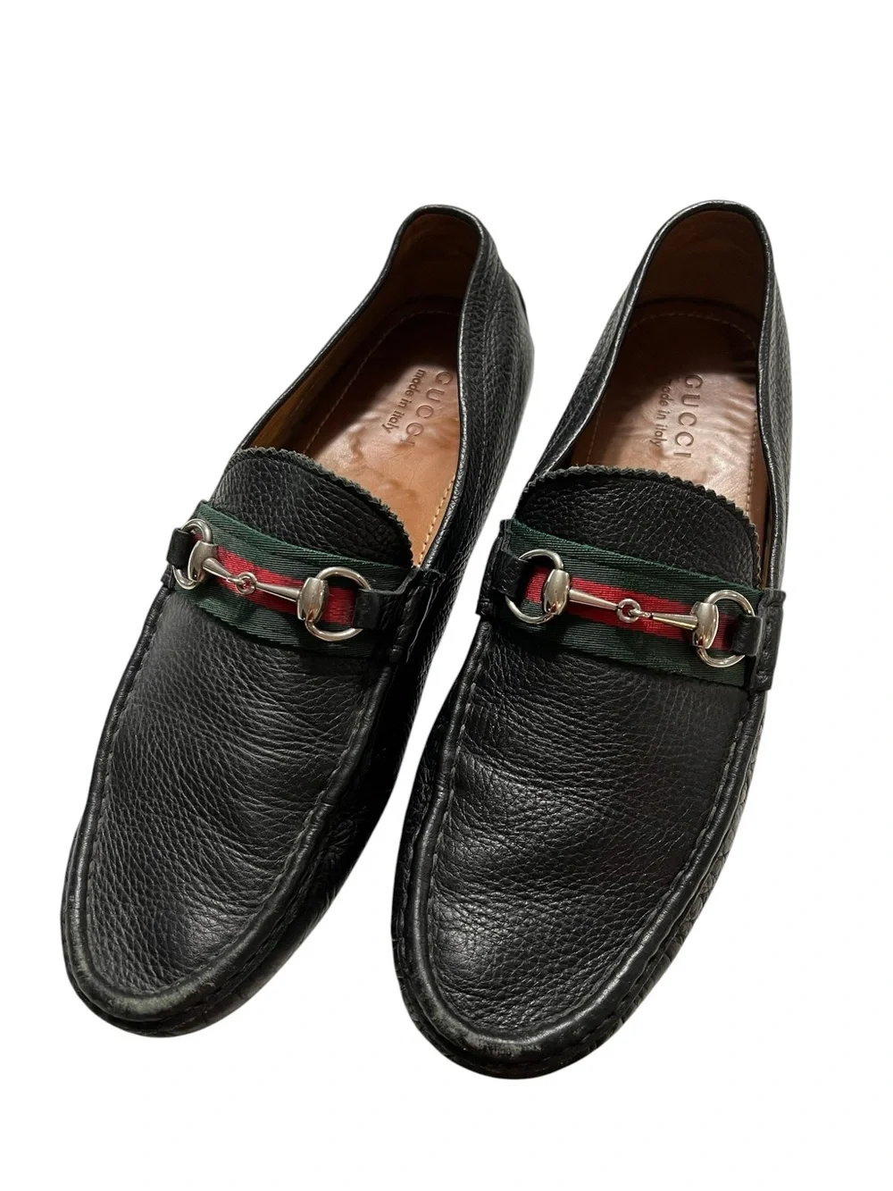 Men's Black Leather Gucci Slip-On Loafers